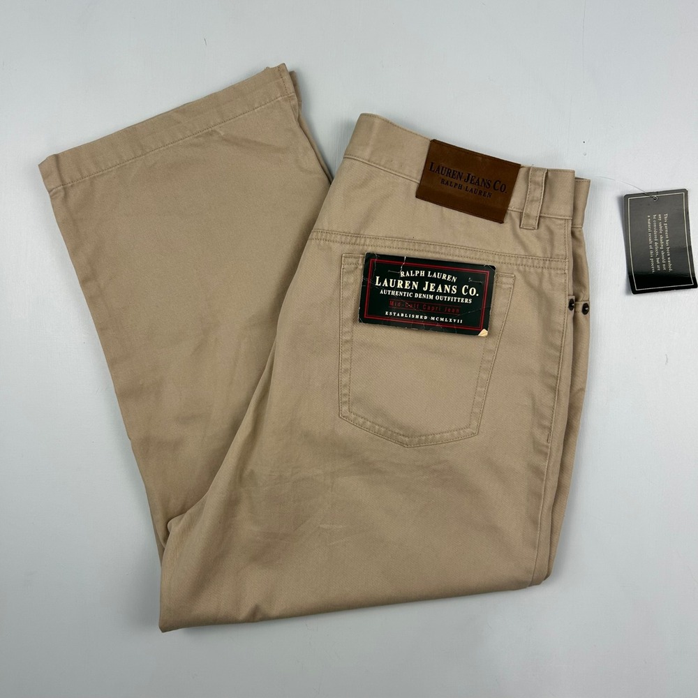 Lauren Ralph‎ Lauren Tan Khaki Mid-Rise Capri Jeans Size 12 NWT New